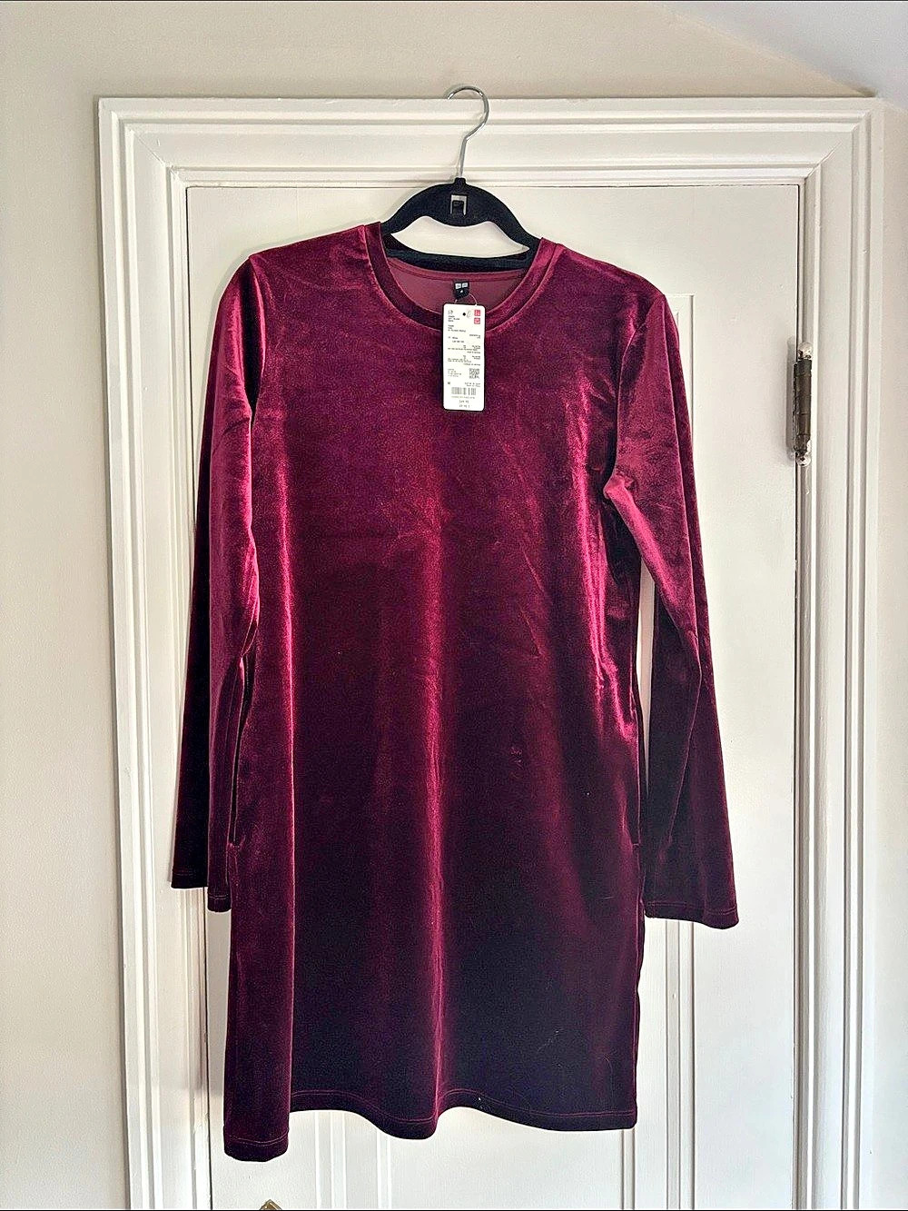 Uniqlo Soft Velour Dress Velvet Mini in Purple Size Medium